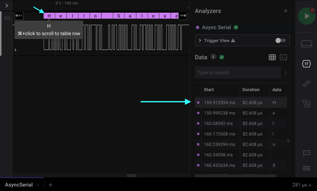 Jumping to a Row in the Data Table