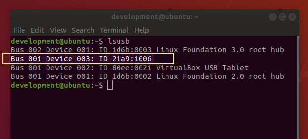 Linux Terminal - lsusb