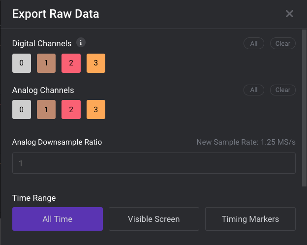Export Raw Data Window - 1
